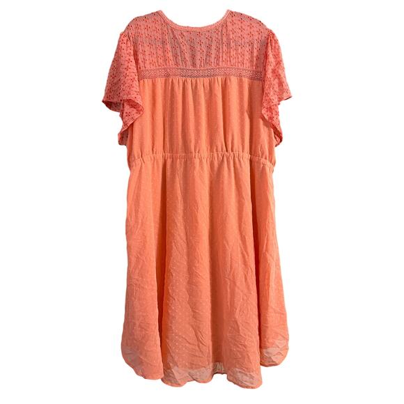Torrid Women's Plus Size Peach Orange Eyelet Hi-Lo Dress Size 4 4X - Picture 2 of 5